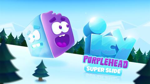 Icy Purple Head - Jump and slide dash game